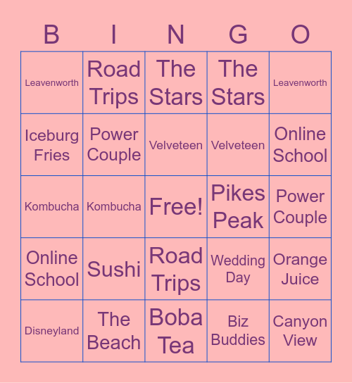 Babealicious Bingo Card