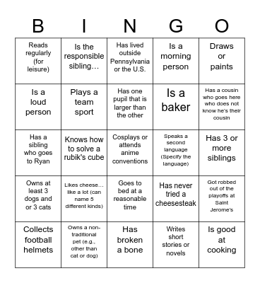 Find someone who... Bingo Card