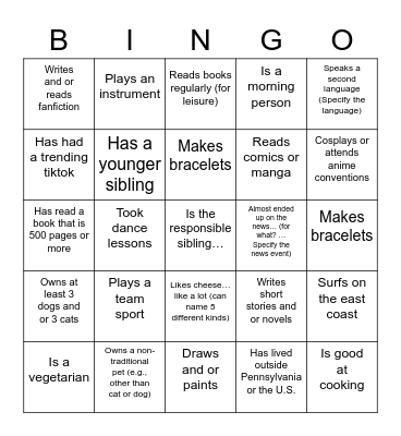 Find someone who... Bingo Card