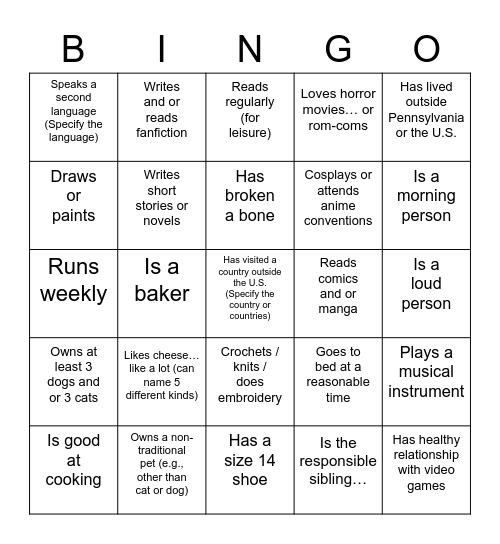 Find someone who... Bingo Card