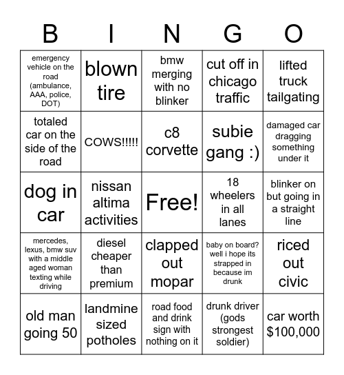 riley's bingo card Bingo Card