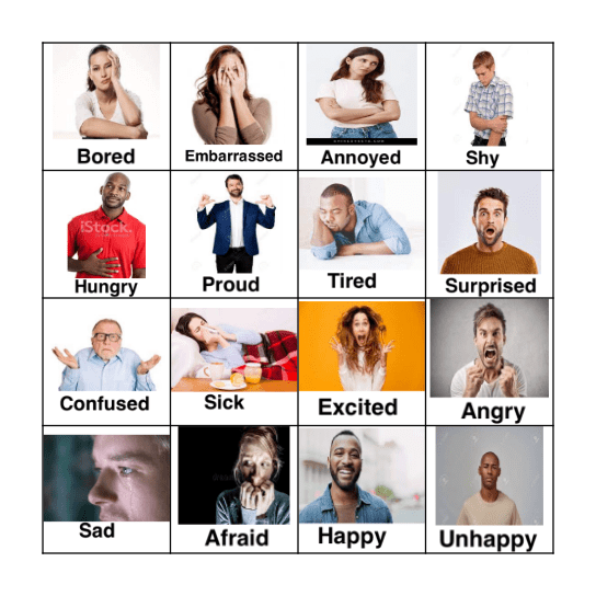 Emotion Bingo Card