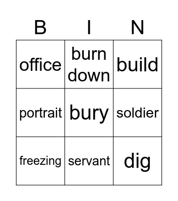 Life in the past lesson 1 Bingo Card