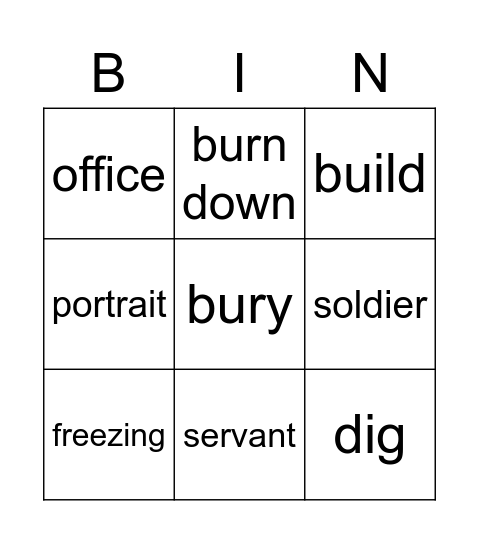 Life in the past lesson 1 Bingo Card