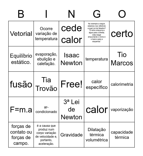 BINGO DE FÍSICA Bingo Card