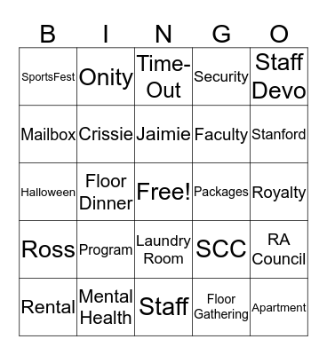 TCREW Bingo Card