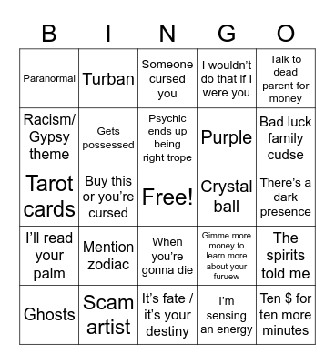 Psychic Trope Jokes Bingo Card