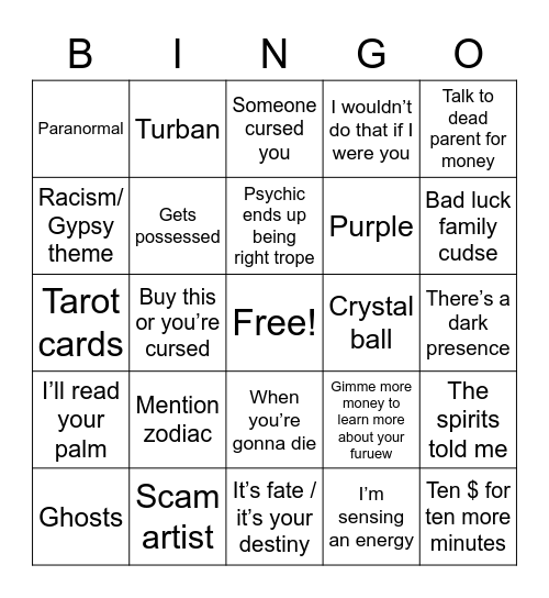 Psychic Trope Jokes Bingo Card