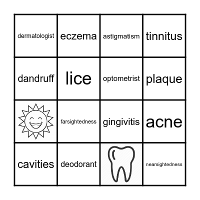 Personal Hygiene BINGO Card