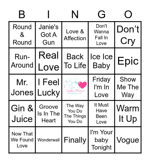 90's Music Bingo Card