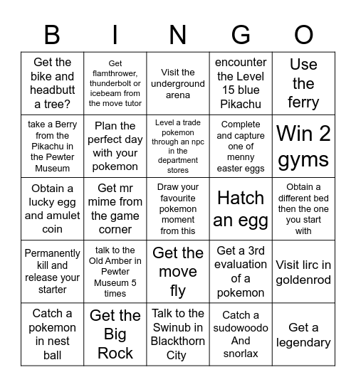 Cristal clrear Bingo Card