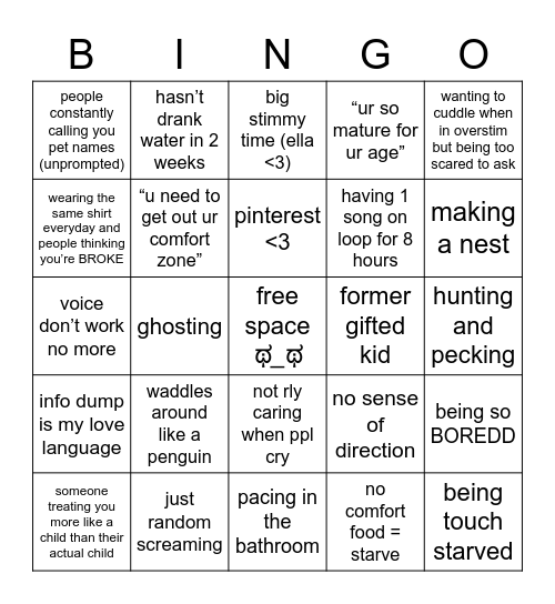 awetistic things Bingo Card