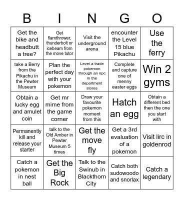 Cristal clrear Bingo Card