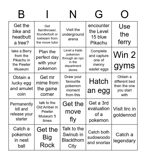 Cristal clrear Bingo Card