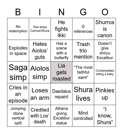 KOTZ Shura Bingo Card