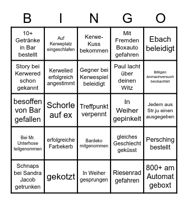 Straußjugendbingo Card