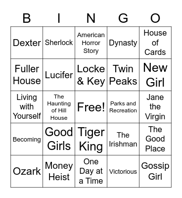 Netflix Queue Bingo Card