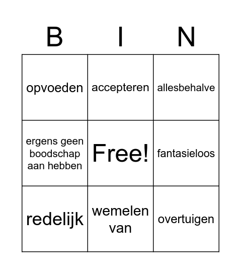 Thema 1 Bingo Card