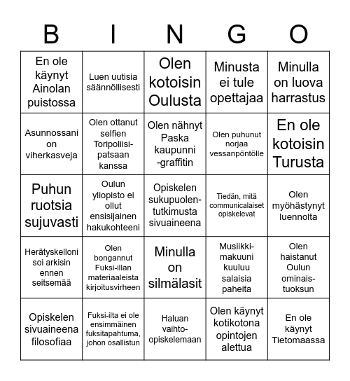 Fuksibingo Card