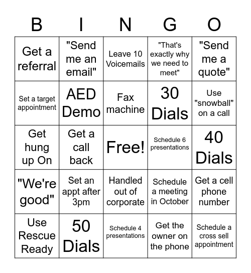 Phone Block Bingo Card