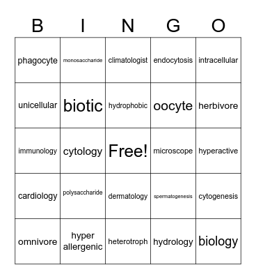The Language of Science Bingo Card