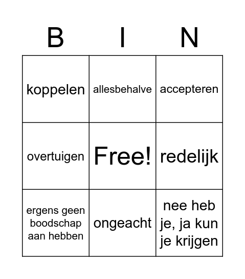 Thema 1 Bingo Card