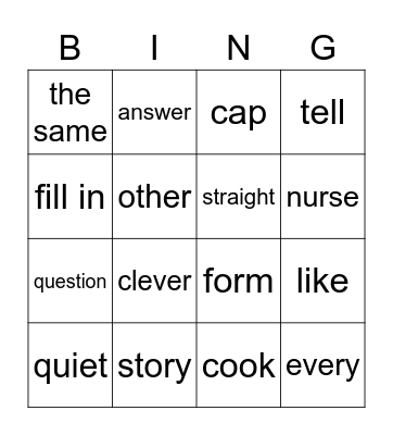 1.1 +1.2 words 1BK Bingo Card