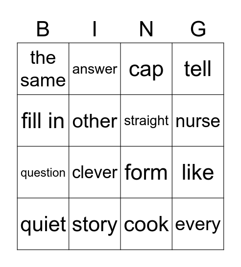 1.1 +1.2 words 1BK Bingo Card