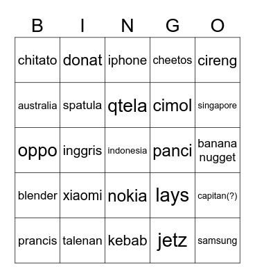 punya ody Bingo Card