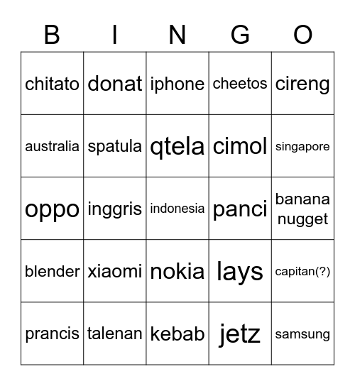 punya ody Bingo Card