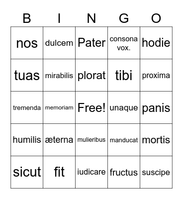 Latin Text Bingo Fall 2022 Bingo Card