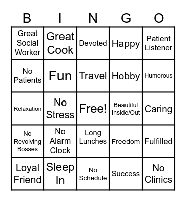 Val's Retirement Bingo Card