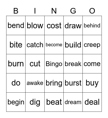 Irregular Verbs (1) Bingo Card