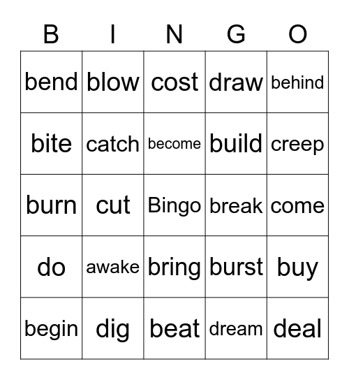 Irregular Verbs (1) Bingo Card