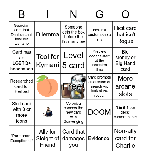 Last Week of Scarlet Keys Preview Season Bingo Card