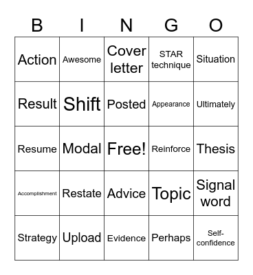 F5 U2 Vocab Review Bingo Card