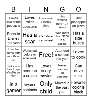 WHO AM I? Bingo Card