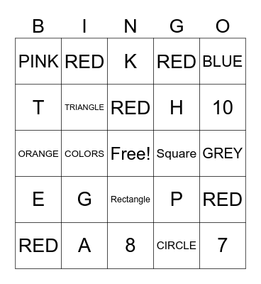 ASL REVIEW (colors, shapes,numbers) Bingo Card