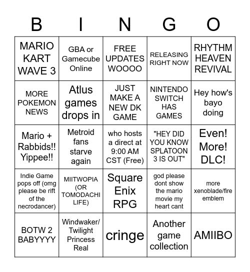 I HAVE TO DO A PRESENTATION FOR CLASS BEFORE THIS Bingo Card