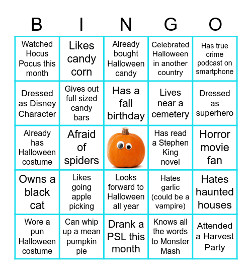 Halloween Team Building Bingo Card