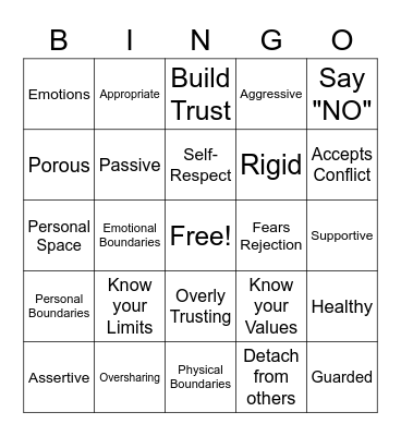 Boundaries Bingo Card