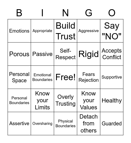 Boundaries Bingo Card