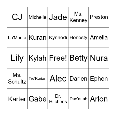 Class Bingo Card