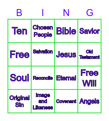 First Reconcilliation Bingo Card