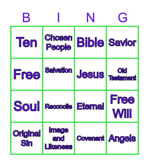 First Reconcilliation Bingo Card