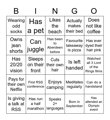 YSS Bingo Card