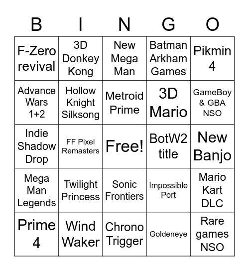 September Direct 2022 Bingo Card