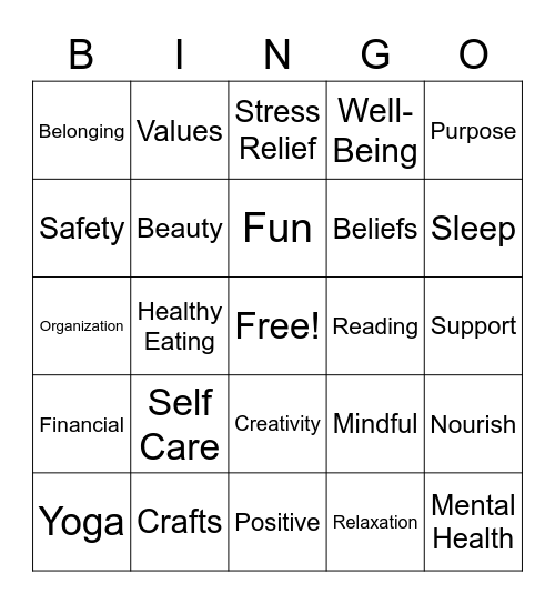 Women's Wellness Bingo Card