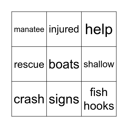 Help the Manatees! Bingo Card