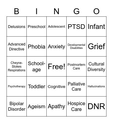 Nurse Aide Chapter 3 Bingo Card